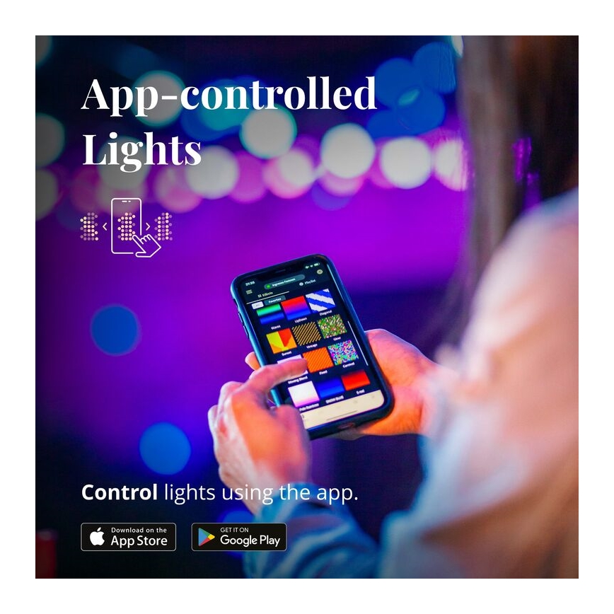 Twinkly - Dimmbare, dekorative LED-RGB-Kette für den Außenbereich FESTOON 20xLED 14m IP44 Wi-Fi