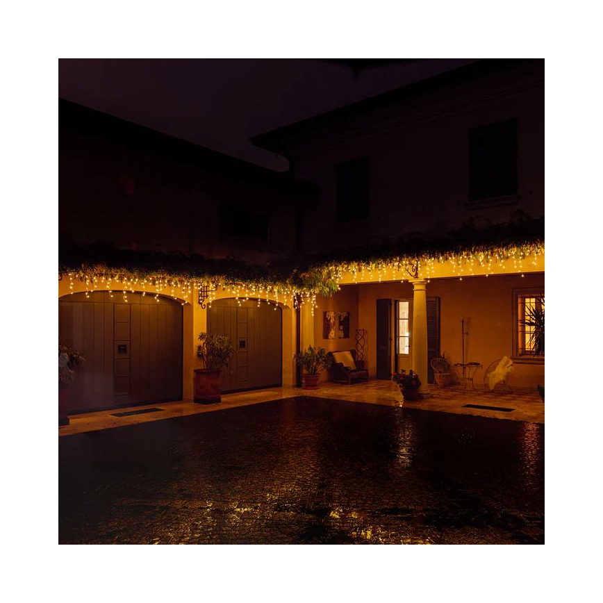 Twinkly - Dimmbarer LED-Weihnachtslichtervorhang für den Außenbereich ICICLE 190xLED 11,5m IP44 Wi-Fi