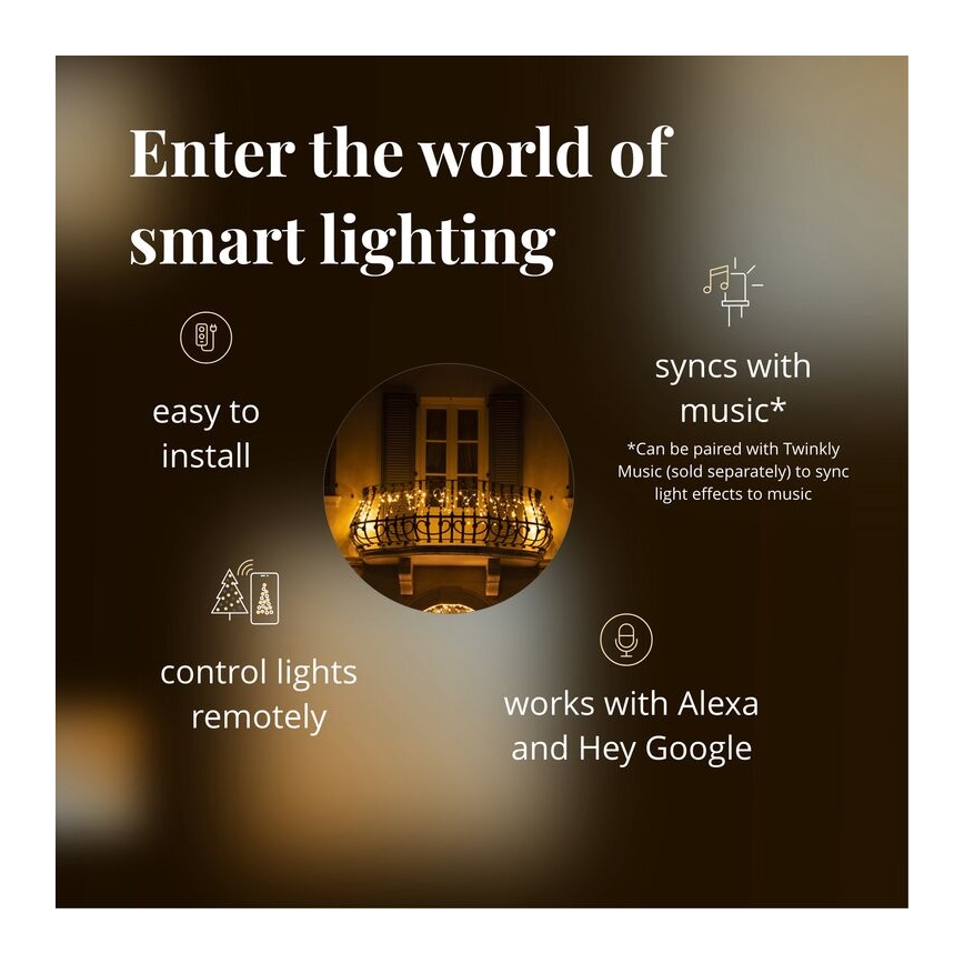 Twinkly - Dimmbarer LED-Weihnachtslichtervorhang für den Außenbereich ICICLE 190xLED 11,5m IP44 Wi-Fi