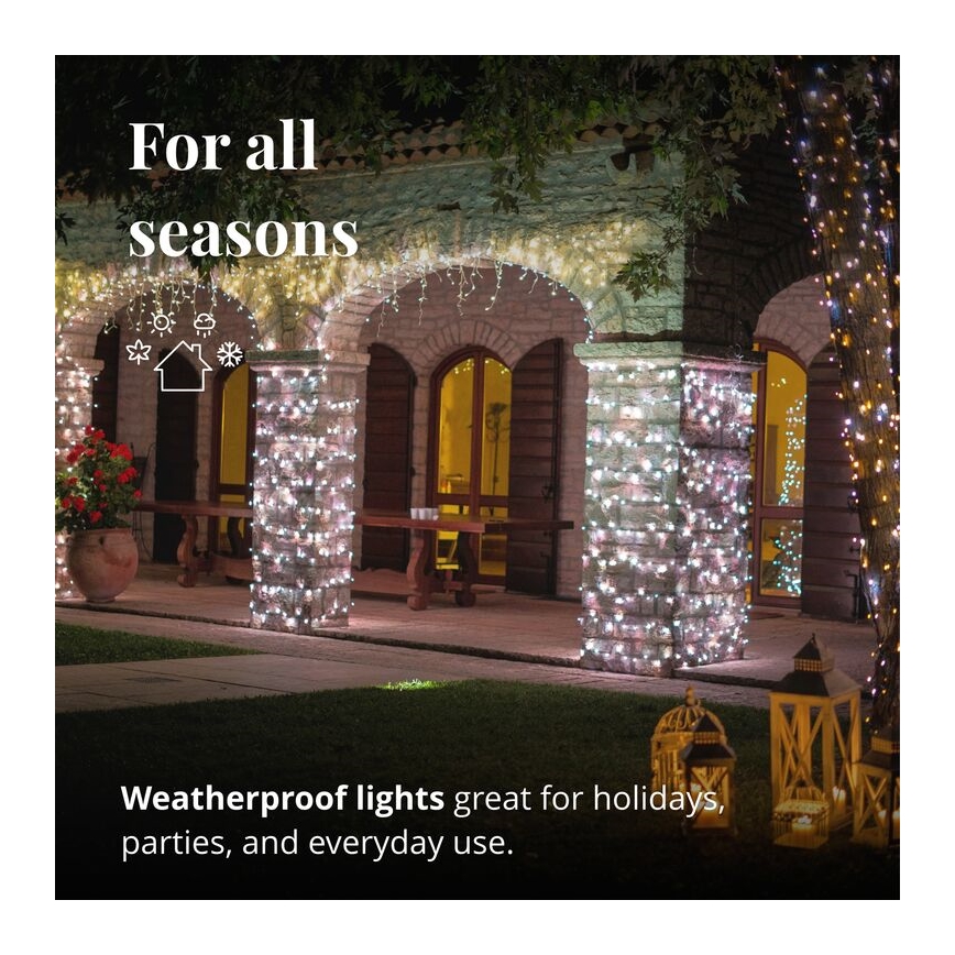 Twinkly - Dimmbarer LED-Weihnachtslichtervorhang für den Außenbereich ICICLE 190xLED 11,5m IP44 Wi-Fi