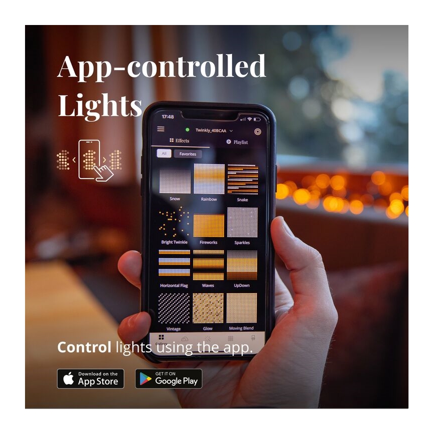 Twinkly - Dimmbarer LED-Weihnachtslichtervorhang für den Außenbereich ICICLE 190xLED 11,5m IP44 Wi-Fi