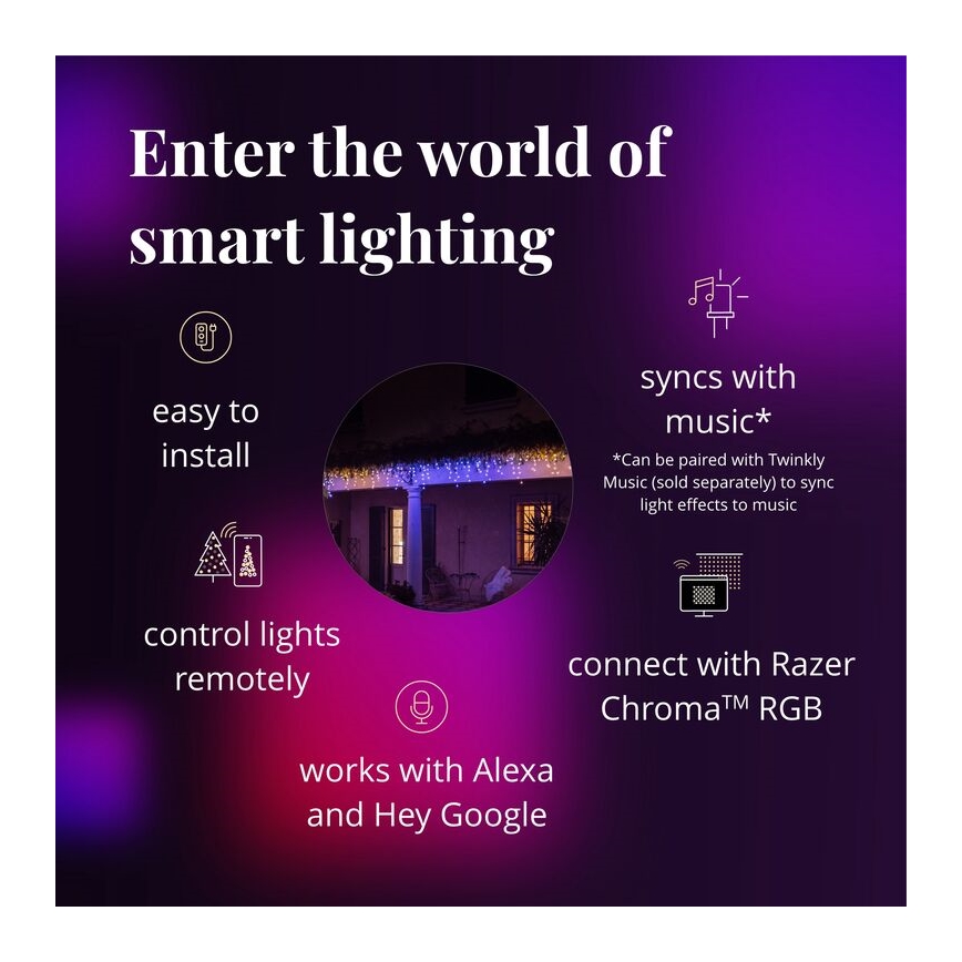 Twinkly - LED RGBW Dimmerabile per esterni Tenda natalizia ICICLE 190xLED 11,5m IP44 Wi-Fi