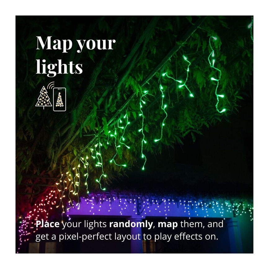 Twinkly - LED RGBW Dimmerabile per esterni Tenda natalizia ICICLE 190xLED 11,5m IP44 Wi-Fi