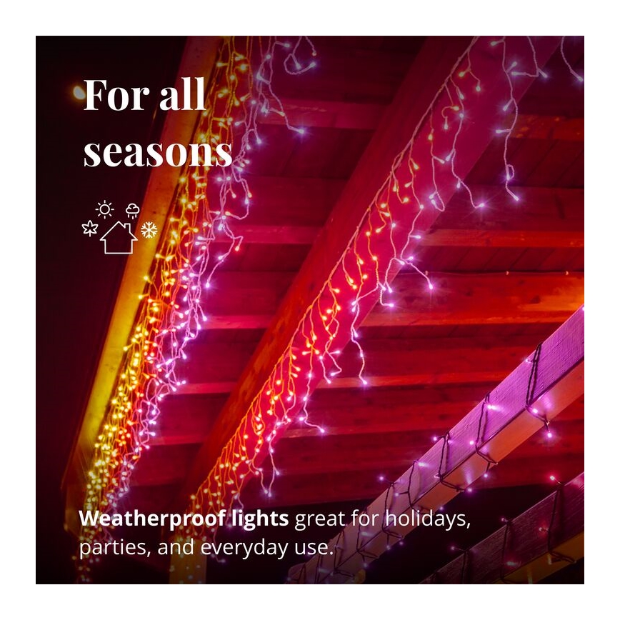 Twinkly - LED RGBW Dimmerabile per esterni Tenda natalizia ICICLE 190xLED 11,5m IP44 Wi-Fi