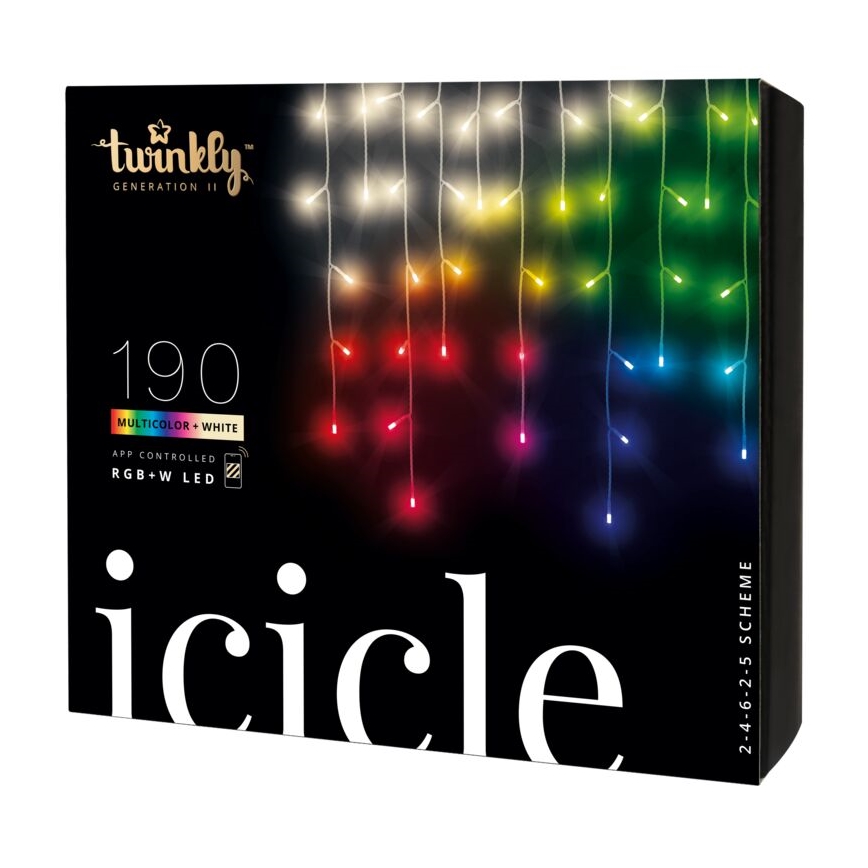 Twinkly - LED RGBW Dimmerabile per esterni Tenda natalizia ICICLE 190xLED 11,5m IP44 Wi-Fi