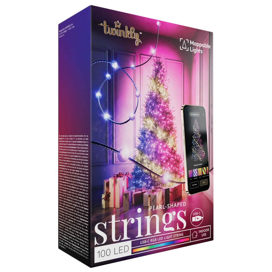 Twinkly - Dimmbare LED-RGB-Weihnachtslichterkette CANDIES 100xLED 8 m USB Wi-Fi