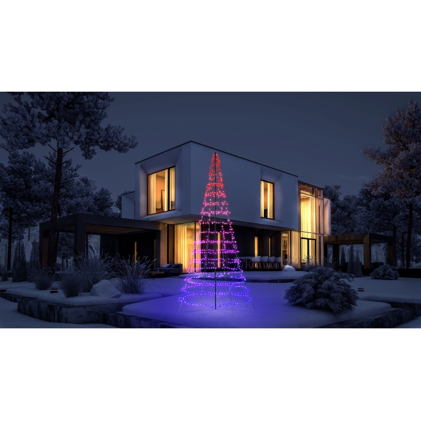 Twinkly - LED RGBW dimmbarer Weihnachtsbaum für den Außenbereich LIGHT TREE, 1000 LEDs, 6 m, IP44, Wi-Fi