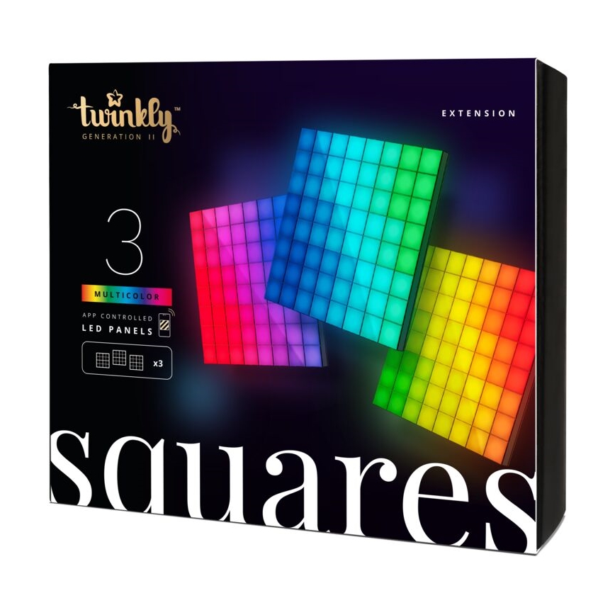 Twinkly - SET 3xLED RGB Pannello dimmerabile SQUARES 64xLED 16x16 cm Wi-Fi
