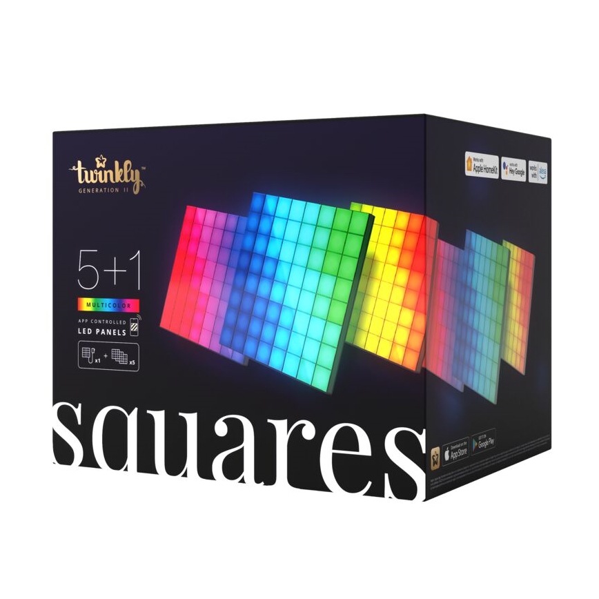 Twinkly - SET 6x Dimmbares LED-RGB-Panel SQUARES 64xLED 16x16 cm Wi-Fi