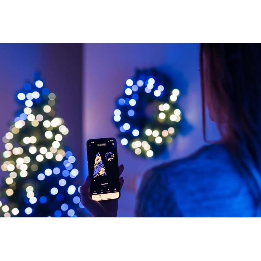 Twinkly - Dimmbarer LED-RGB-Weihnachtskranz PRE-LIT WREATH 50xLED d 61cm Wi-Fi
