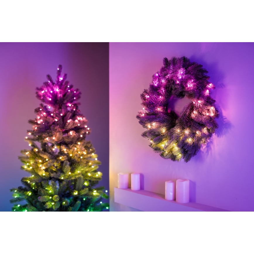 Twinkly - Dimmbarer LED-RGB-Weihnachtskranz PRE-LIT WREATH 50xLED d 61cm Wi-Fi