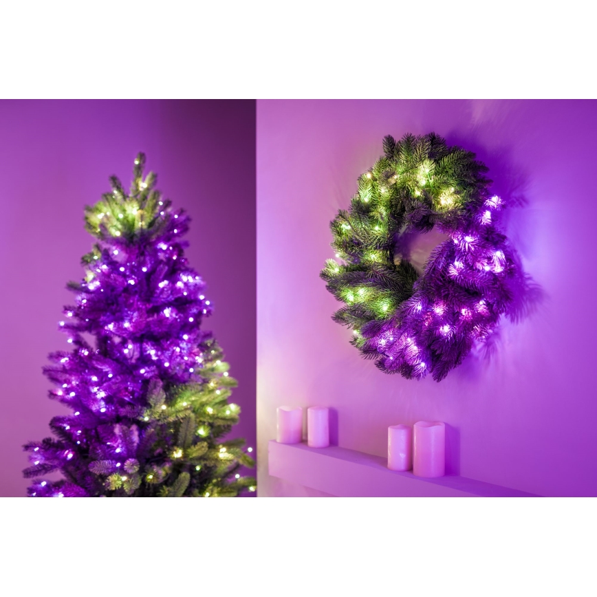 Twinkly - Dimmbarer LED-RGB-Weihnachtskranz PRE-LIT WREATH 50xLED d 61cm Wi-Fi