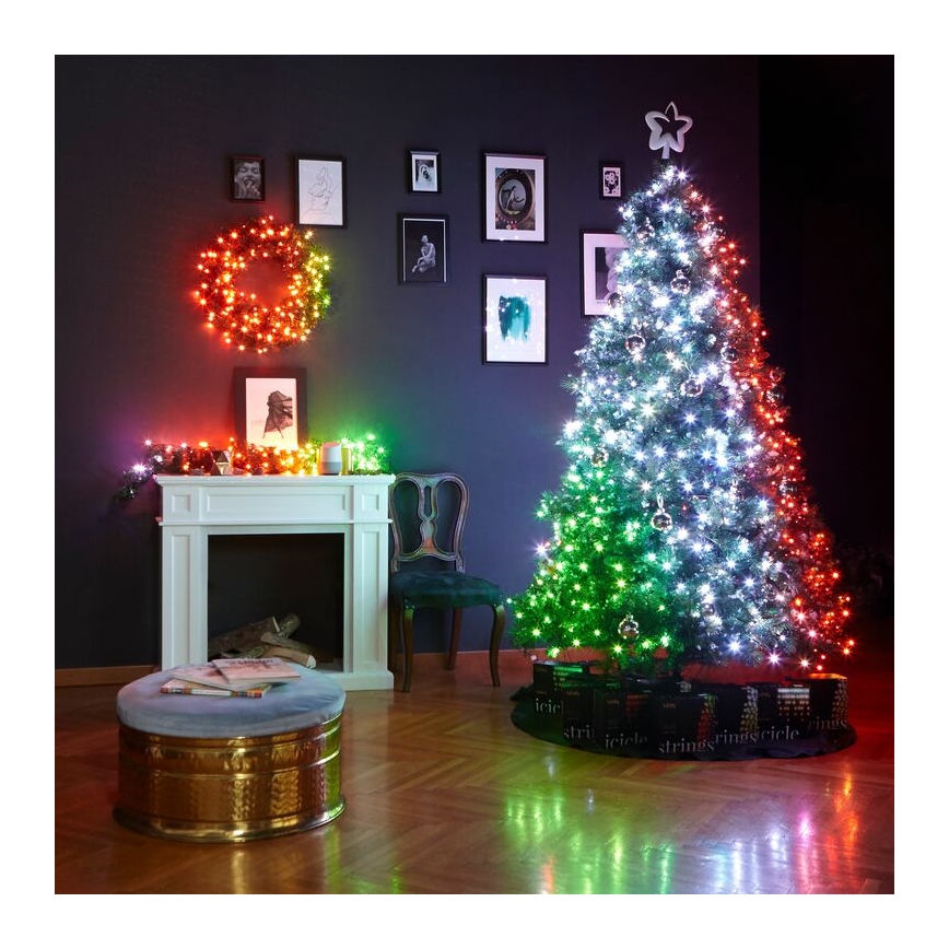 Twinkly - Dimmbarer LED-RGB-Weihnachtskranz PRE-LIT WREATH 50xLED d 61cm Wi-Fi