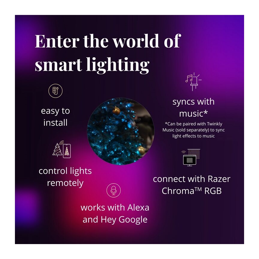 Twinkly - Dimmbarer LED-RGB-Weihnachtskranz PRE-LIT WREATH 50xLED d 61cm Wi-Fi