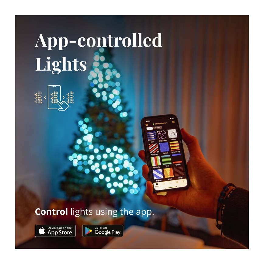 Twinkly - Dimmbare LED-RGB-Weihnachtslichterkette für den Außenbereich STRINGS 100xLED 11,5m IP44 Wi-Fi