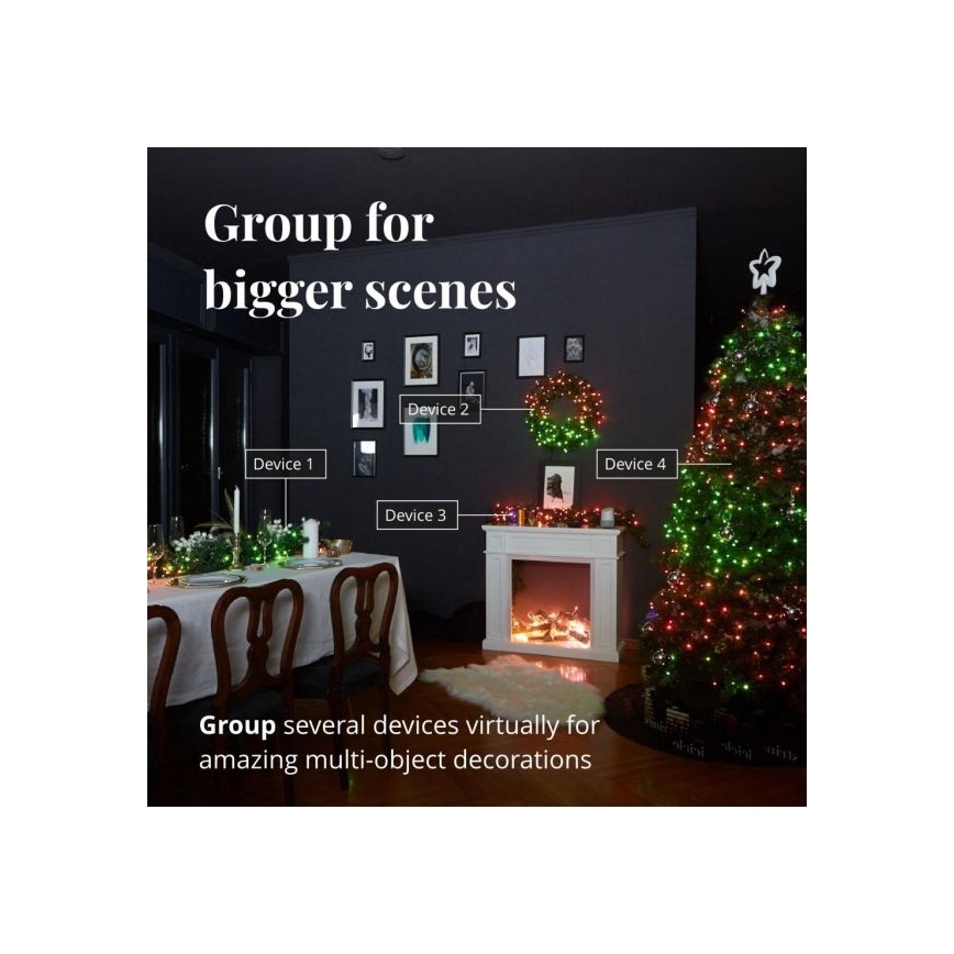 Twinkly - Dimmbare LED-RGBW-Weihnachtskette für den Außenbereich STRINGS 250xLED 23,5m IP44 Wi-Fi