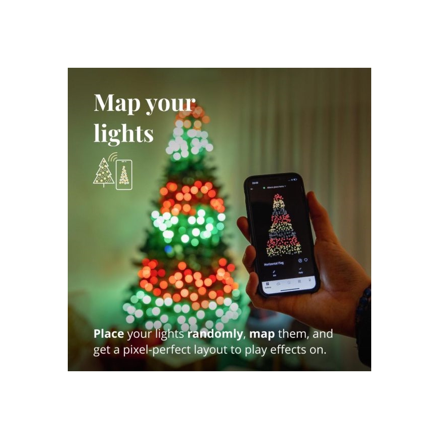 Twinkly - Dimmbare LED-RGBW-Weihnachtskette für den Außenbereich STRINGS 250xLED 23,5m IP44 Wi-Fi