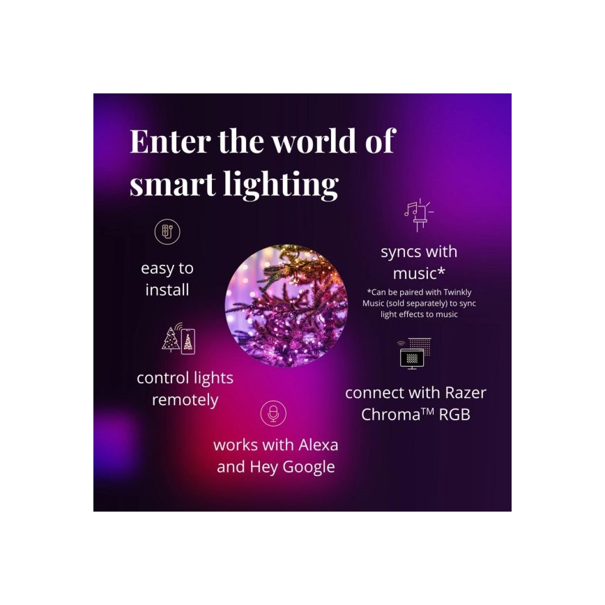 Twinkly - Dimmbare LED-RGBW-Weihnachtskette für den Außenbereich STRINGS 250xLED 23,5m IP44 Wi-Fi