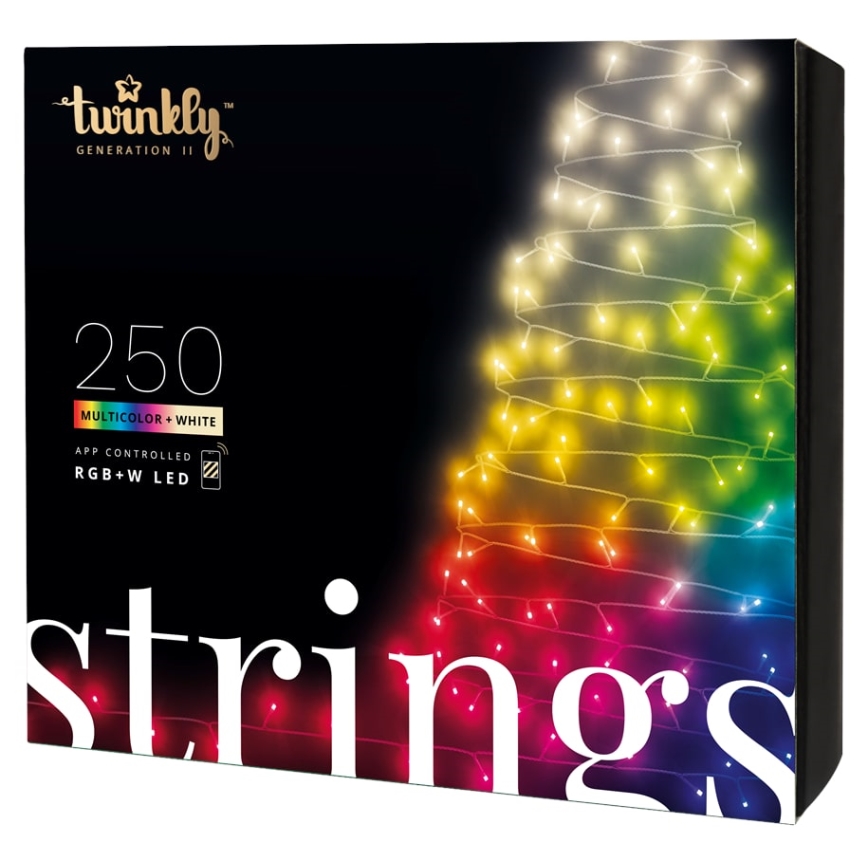 Twinkly - Dimmbare LED-RGBW-Weihnachtskette für den Außenbereich STRINGS 250xLED 23,5m IP44 Wi-Fi