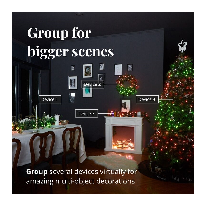 Twinkly - Dimmbare LED-RGB-Weihnachtslichterkette für den Außenbereich STRINGS 250xLED 23,5m IP44 Wi-Fi