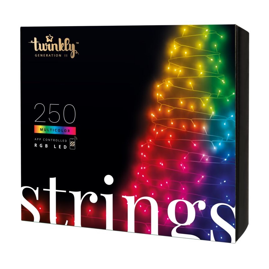 Twinkly - Dimmbare LED-RGB-Weihnachtslichterkette für den Außenbereich STRINGS 250xLED 23,5m IP44 Wi-Fi