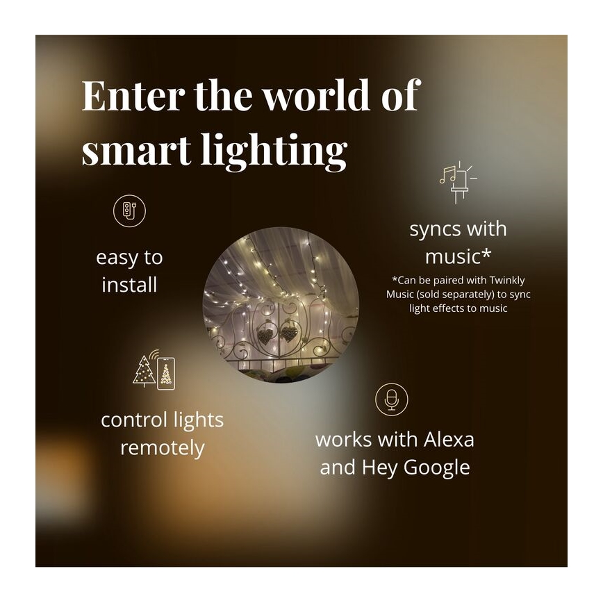 Twinkly - Dimmbare LED-Weihnachtslichterkette für den Außenbereich  STRINGS 400xLED 35,5m IP44 Wi-Fi
