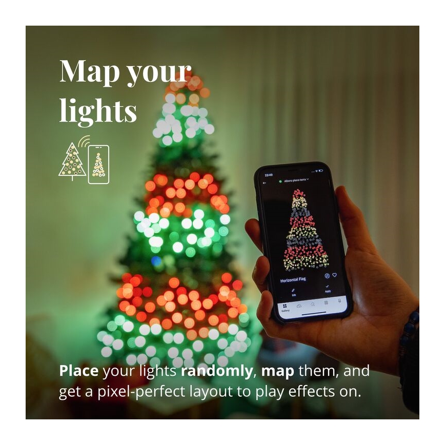 Twinkly - Dimmbare LED-RGBW-Weihnachtslichterkette für den Außenbereich STRINGS 400xLED 35,5m IP44 Wi-Fi