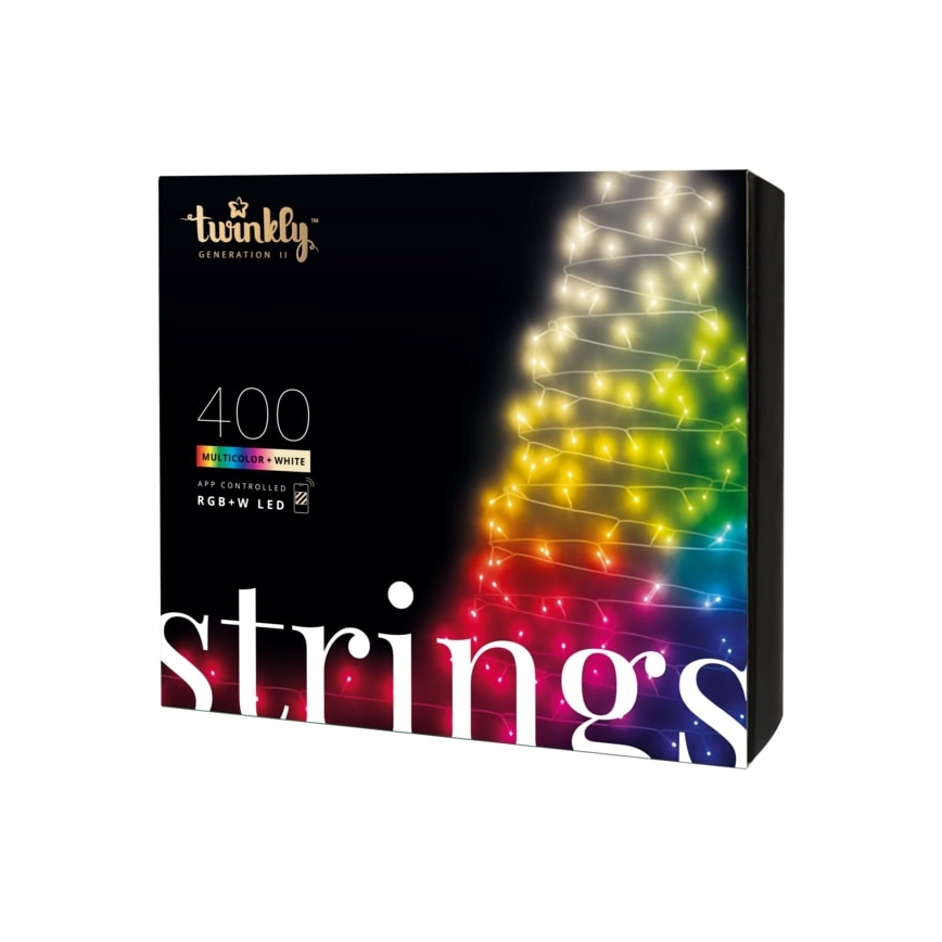 Twinkly - Dimmbare LED-RGBW-Weihnachtslichterkette für den Außenbereich STRINGS 400xLED 35,5m IP44 Wi-Fi