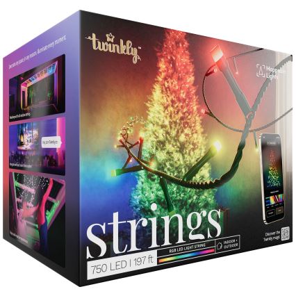 Twinkly - Dimmbare LED-RGB-Weihnachtslichterkette für den Außenbereich STRINGS 750xLED 63,5m IP44 Wi-Fi