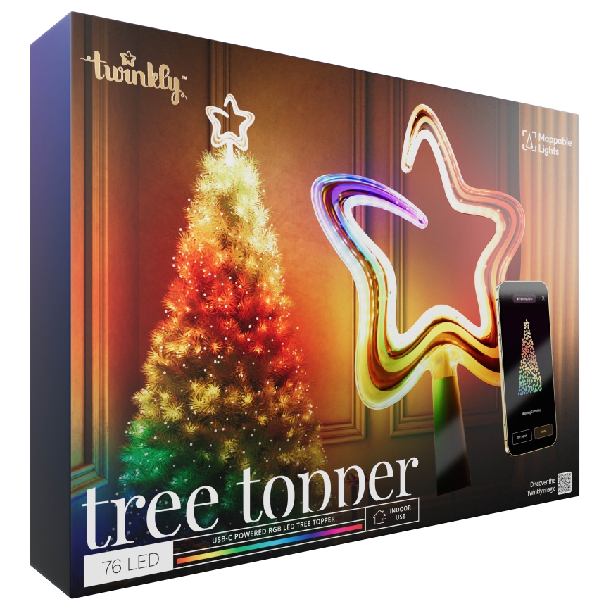 Twinkly - Dimmbarer LED-RGB-Weihnachtsstern TREE TOPPER 76xLED USB Wi-Fi