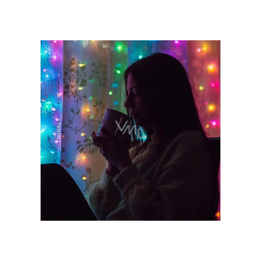 Twinkly - Rideau de Noël LED RGBW à intensité variable extérieur CURTAIN 210xLED 6,1m IP44 Wi-Fi