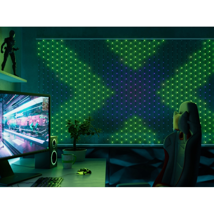 Twinkly - Dimmbarer LED-RGB-Weihnachtslichtervorhang MATRIX 480xLED 1x1 m Wi-Fi