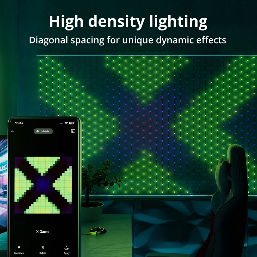 Twinkly - Dimmbarer LED-RGB-Weihnachtslichtervorhang MATRIX 480xLED 1x1 m Wi-Fi