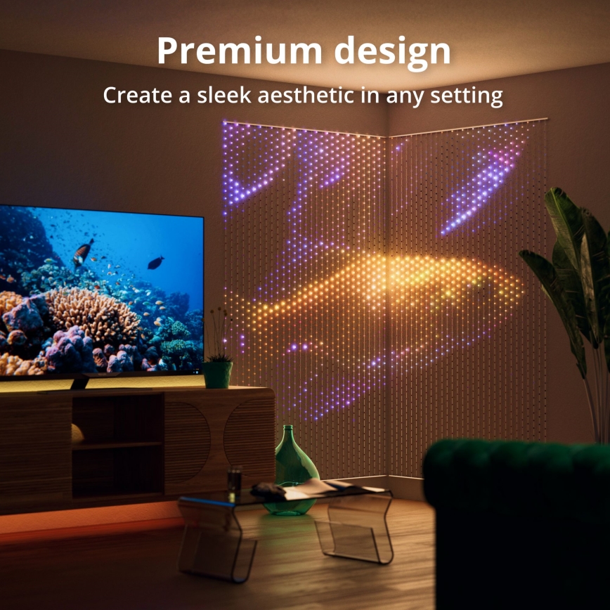 Twinkly - Dimmbarer LED-RGB-Weihnachtslichtervorhang MATRIX 480xLED 1x1 m Wi-Fi