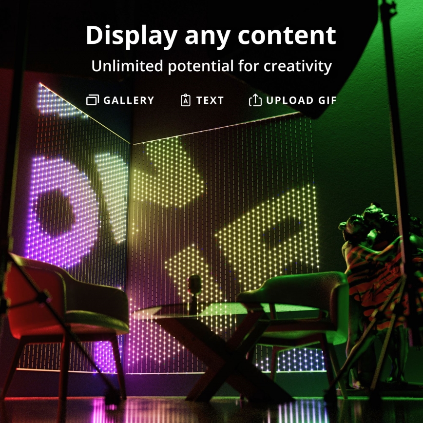Twinkly - Dimmbarer LED-RGB-Weihnachtslichtervorhang MATRIX 480xLED 1x1 m Wi-Fi