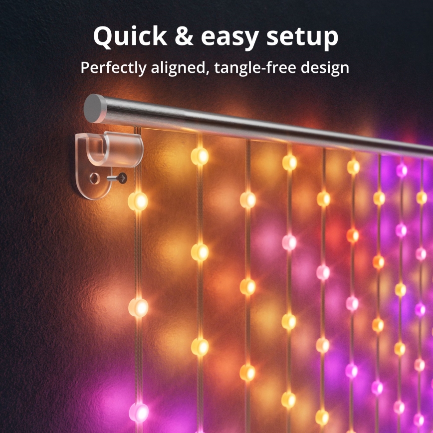 Twinkly - Dimmbarer LED-RGB-Weihnachtslichtervorhang MATRIX 480xLED 1x1 m Wi-Fi