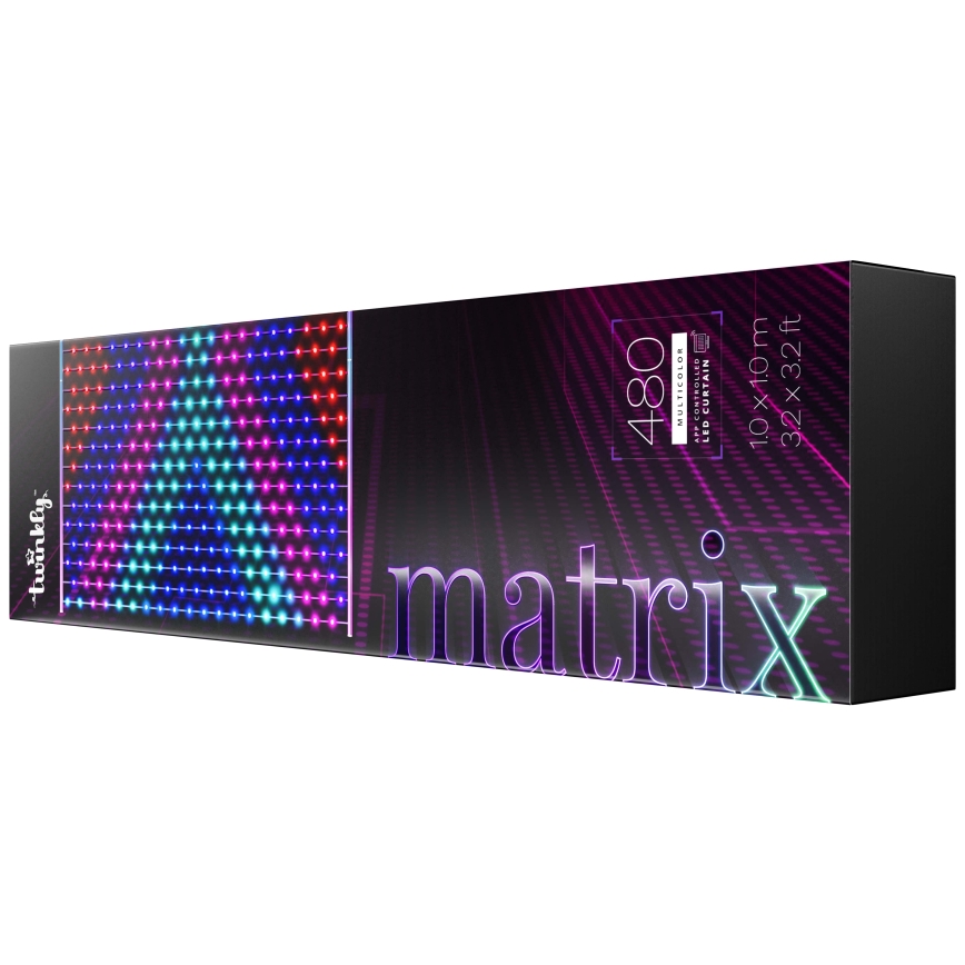 Twinkly - Dimmbarer LED-RGB-Weihnachtslichtervorhang MATRIX 480xLED 1x1 m Wi-Fi
