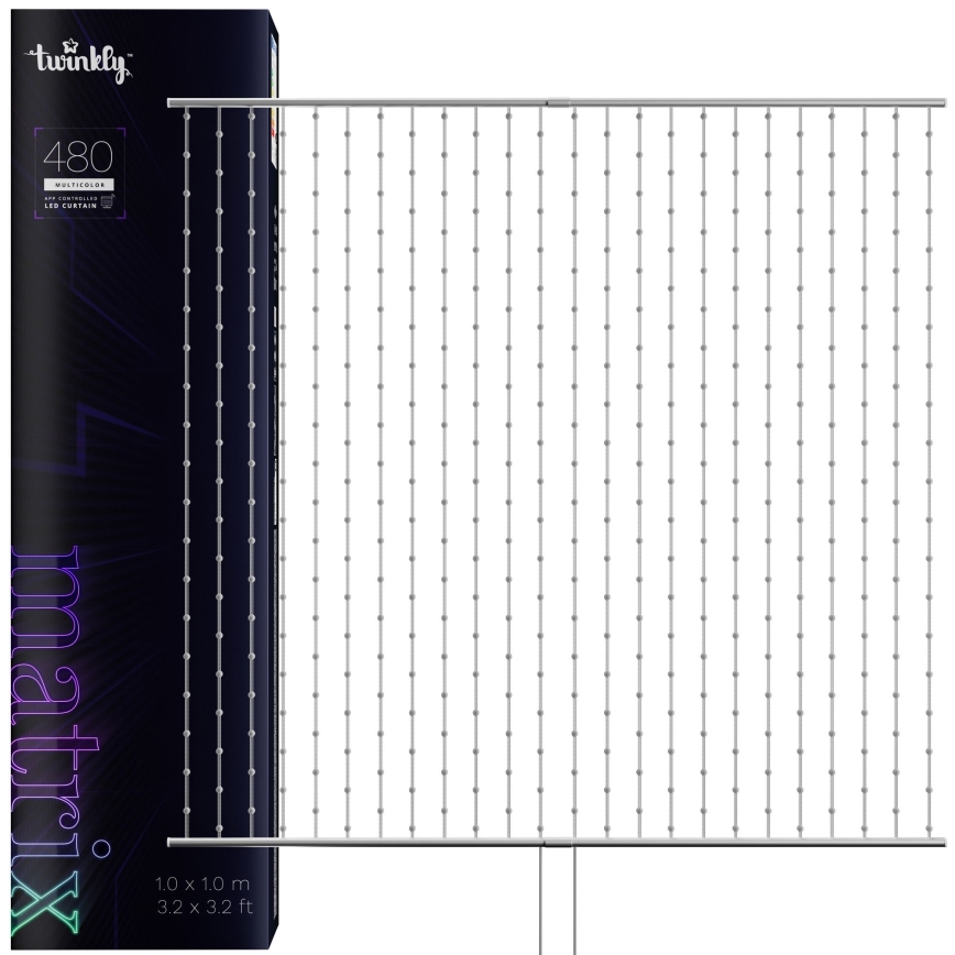 Twinkly - Dimmbarer LED-RGB-Weihnachtslichtervorhang MATRIX 480xLED 1x1 m Wi-Fi