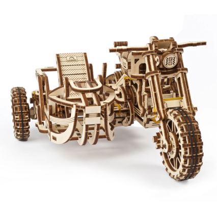 Ugears - 3D puzzle meccanico in legno Moto scrambler con carrello