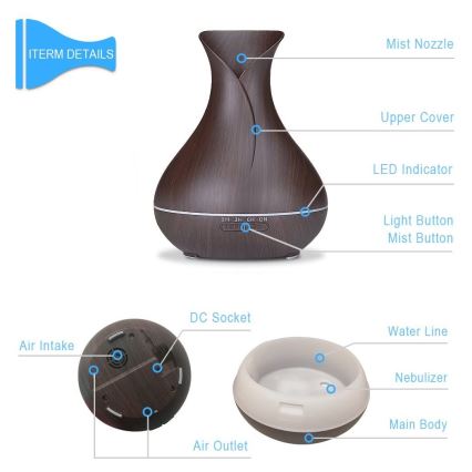 Umidificatore a LED RGB e ionizzatore d'aria 400 ml