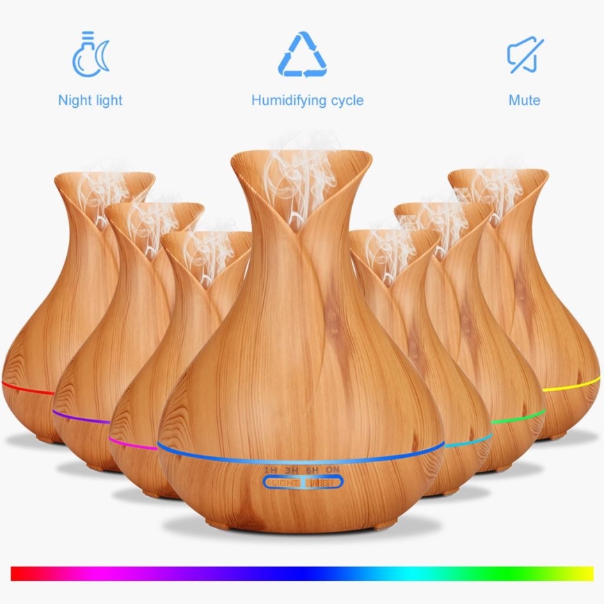 Umidificatore a LED RGB e ionizzatore d'aria 400 ml