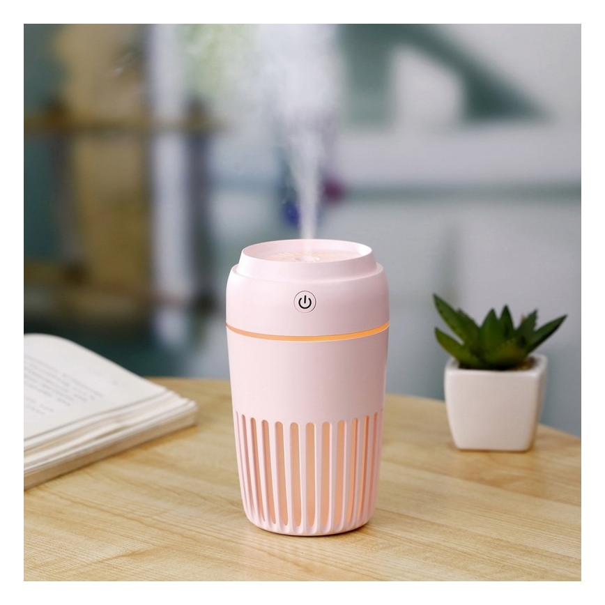 Umidificatore d'aria a LED RGB 300 ml LED/2W/5V rosa