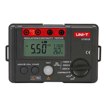 Uni-T UT501B - Testeur de résistance d'isolement (mégaohmmètre), alimenté par 6 piles AA