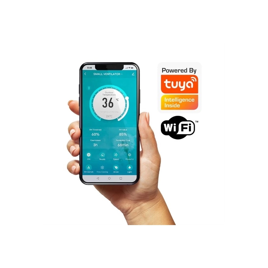 Unité de récupération de chaleur ambiante 12W Wi-Fi Tuya + télécommande