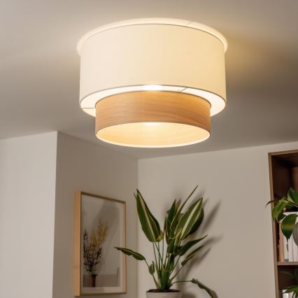 Universeller Lampenschirm KERIA Ø 50 cm weiß/braun