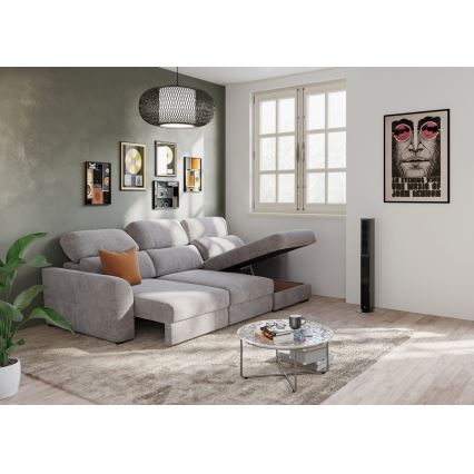 Universelles Eck-Schlafsofa für drei Personen mit Stauraum TRENTO Taupe