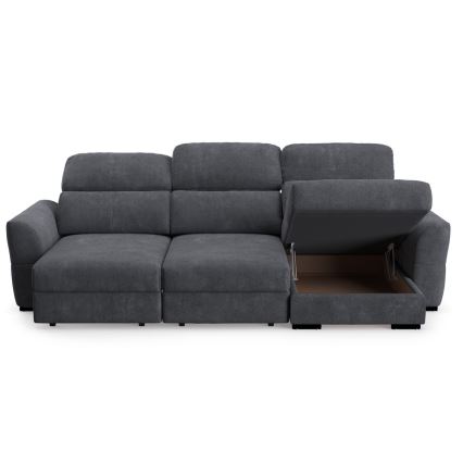 Universelles, ausziehbares 3‑Sitzer‑Ecksofa mit Stauraum TRENTO Anthrazit