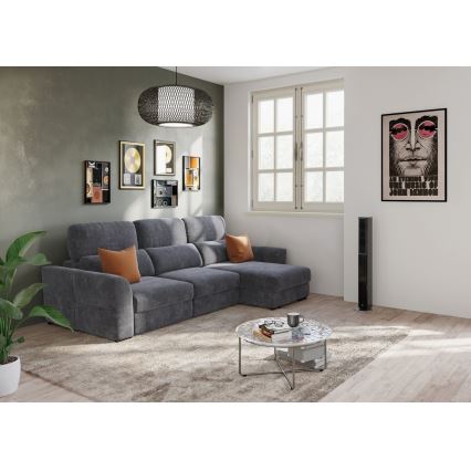 Universelles, ausziehbares 3‑Sitzer‑Ecksofa mit Stauraum TRENTO Anthrazit