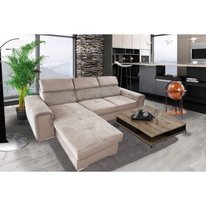 Universelles Eck-Schlafsofa in L-Form mit Stauraum SALVADA Beige