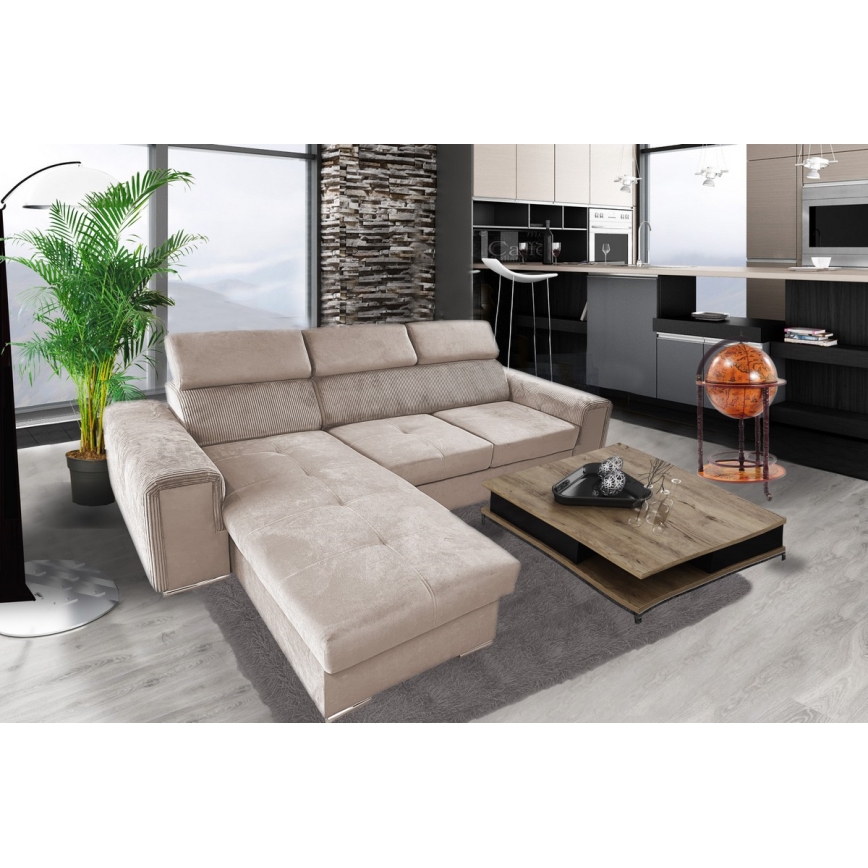 Universelles Eck-Schlafsofa in L-Form mit Stauraum SALVADA Beige